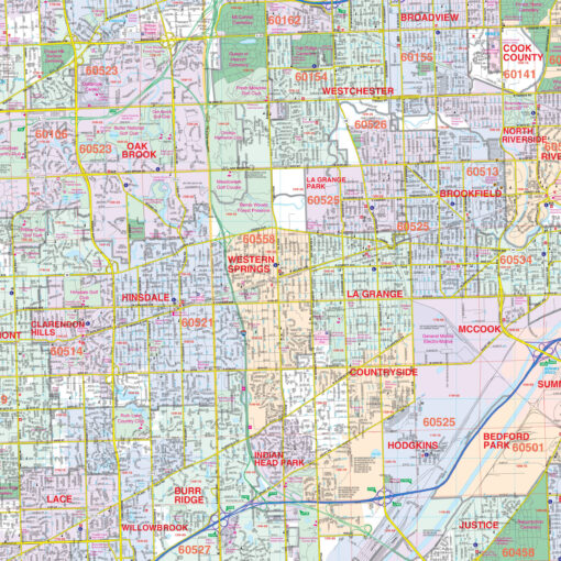 Chicago, IL Metro Area Wall Map by Kappa - Image 2