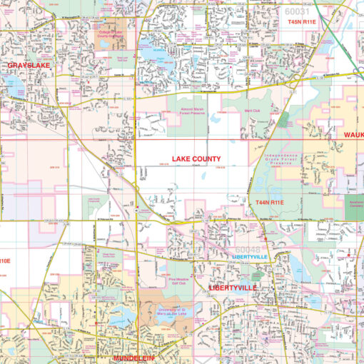 Lake County, IL Wall Map by Kappa - Image 2