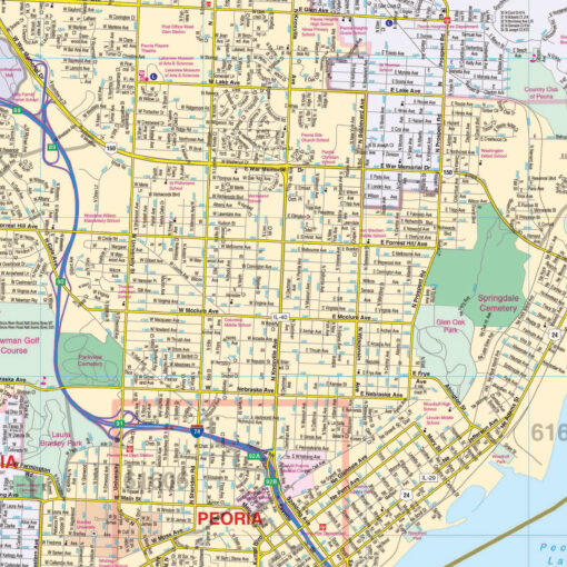 Peoria, IL Wall Map by Kappa - Image 2