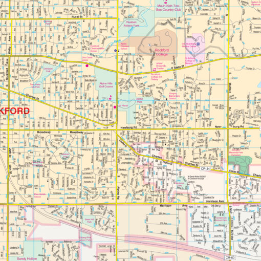Rockford, IL Wall Map by Kappa - Image 2
