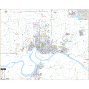 Evansville, IN Wall Map by Kappa