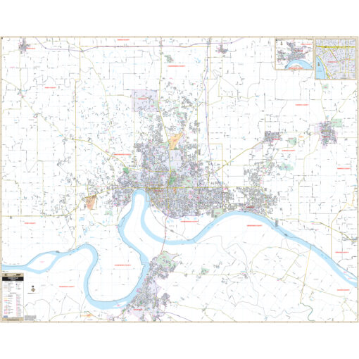 Evansville, IN Wall Map by Kappa