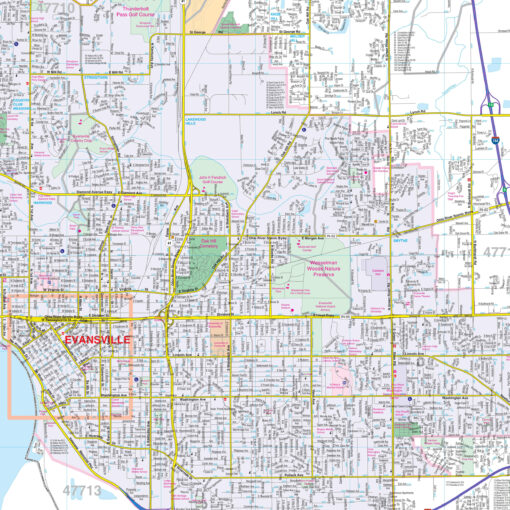Evansville, IN Wall Map by Kappa - Image 2