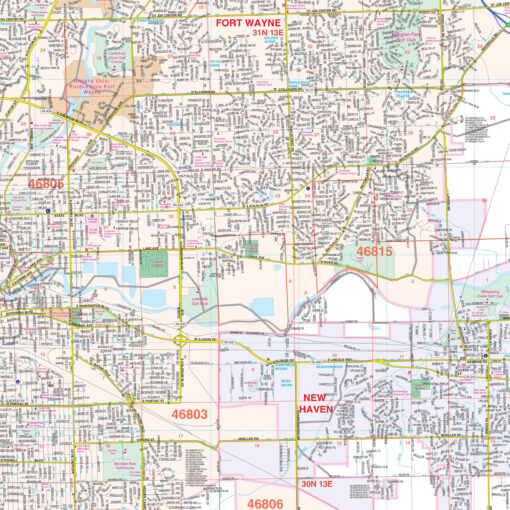 Fort Wayne & Allen County, IN Wall Map by Kappa - Image 2