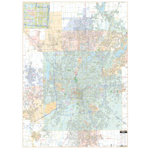 Indianapolis & Marion County, IN Wall Map by Kappa