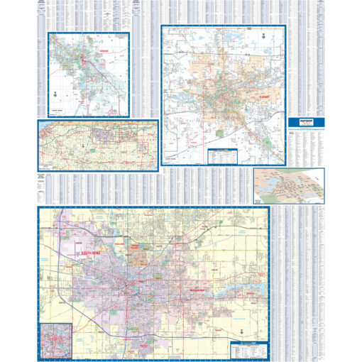 South Bend, Elkhart & Goshen, IN Wall Map by Kappa