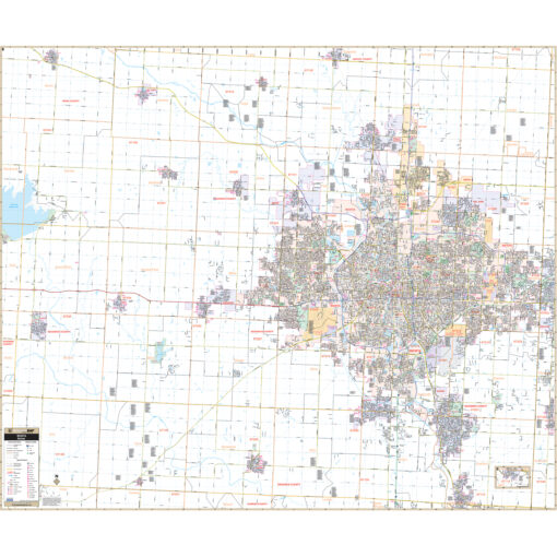 Wichita, KS Wall Map (Without S-T-R Lines) by Kappa