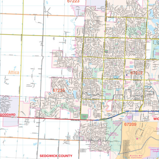 Wichita, KS Wall Map (Without S-T-R Lines) by Kappa - Image 2