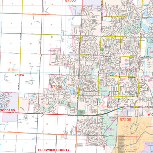 Wichita, KS Wall Map (With S-T-R Lines) by Kappa - Image 2