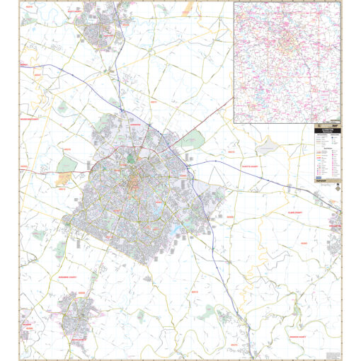 Lexington & Fayette County, KY Wall Map by Kappa