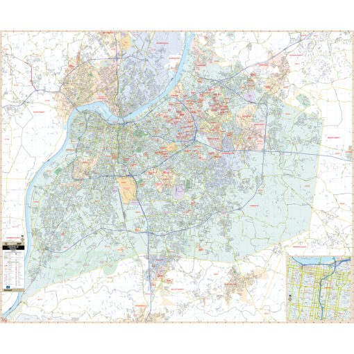 Louisville & Jefferson County, KY Wall Map by Kappa