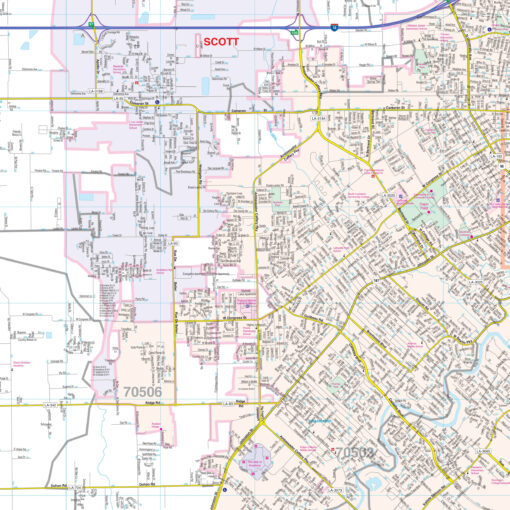 Lafayette, LA Wall Map by Kappa - Image 2
