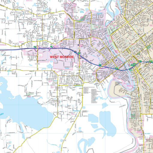 Monroe & Ouachita Parish, Louisiana Wall Map by Kappa - Image 2