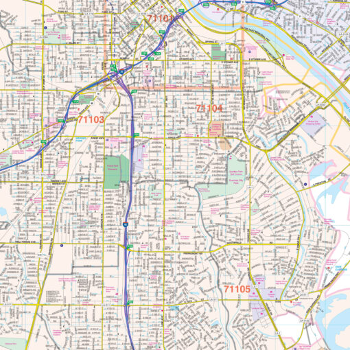 Shreveport & Bossier City, LA Wall Map by Kappa - Image 2