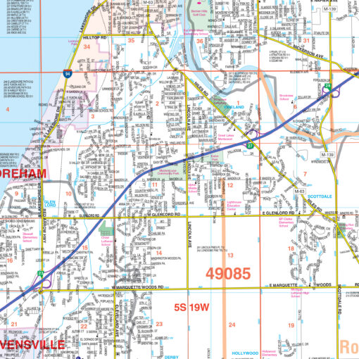 Benton Harbor & Berrien County, MI Wall Map by Kappa - Image 2