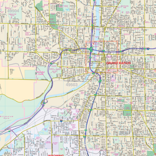 Grand Rapids, MI Wall Map by Kappa - Image 2