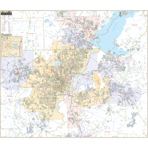 Jackson & Jackson County, MI Wall Map by Kappa
