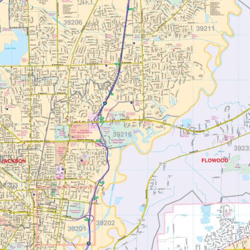 Jackson & Jackson County, MI Wall Map by Kappa - Image 2