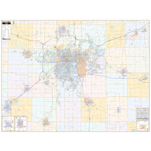 Lansing, MI Wall Map by Kappa