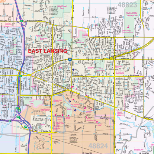 Lansing, MI Wall Map by Kappa - Image 2