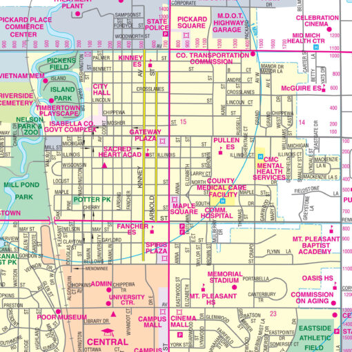 Mt Pleasant, MI Wall Map by Kappa - Image 2
