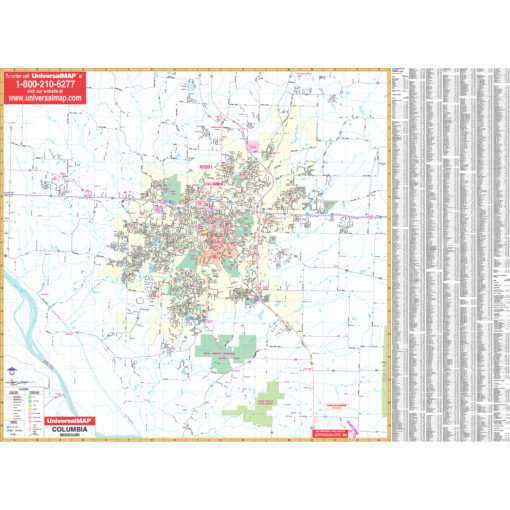 Columbia, MO Wall Map by Kappa
