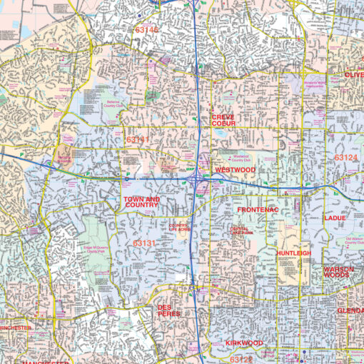 St Louis, MO Wall Map by Kappa - Image 2