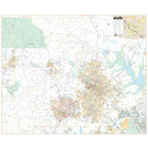 Orange & Durham Counties, NC Wall Map by Kappa