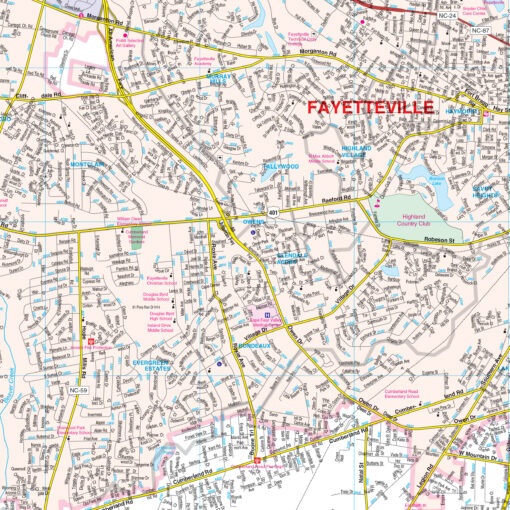 Fayetteville & Cumberland County, NC Wall Map by Kappa - Image 2