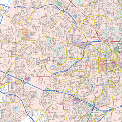 Greensboro, High Point, & Guilford County, NC Wall Map by Kappa - Image 2