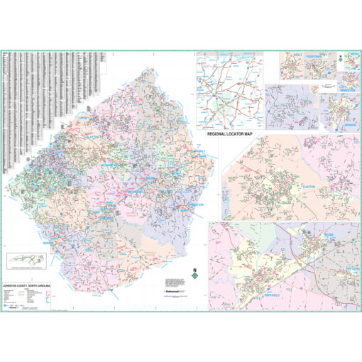 Johnston County, NC Wall Map by Kappa