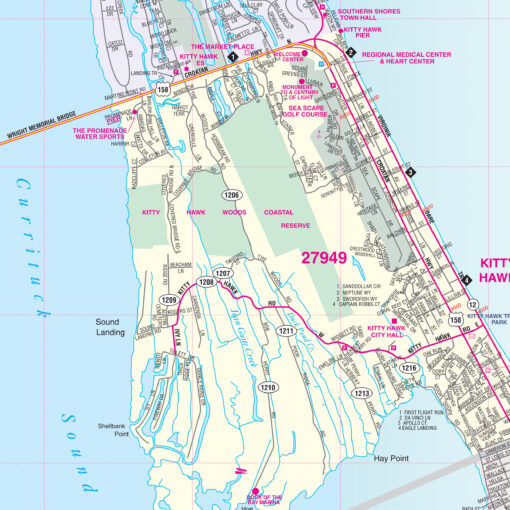 Outer Banks, NC Wall Map by Kappa - Image 2
