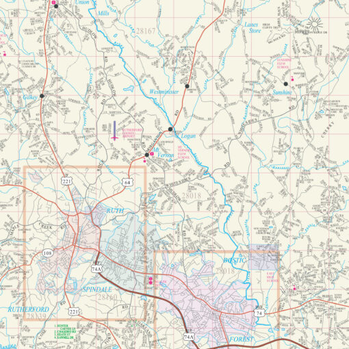 Rutherford County, NC Wall Map by Kappa - Image 2