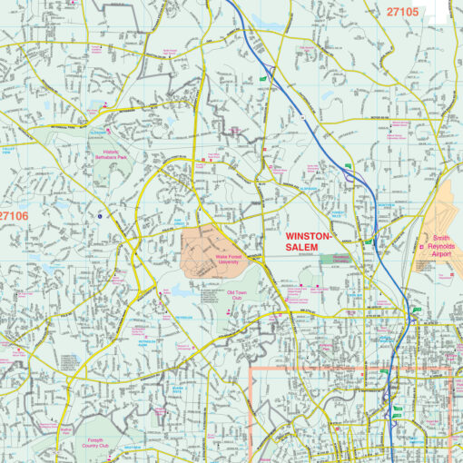 Winston-Salem & Forsyth County, NC Wall Map by Kappa - Image 2