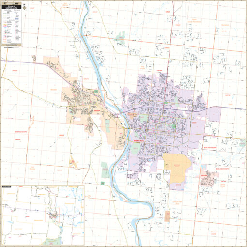 Bismarck & Mandan, ND Wall Map by Kappa