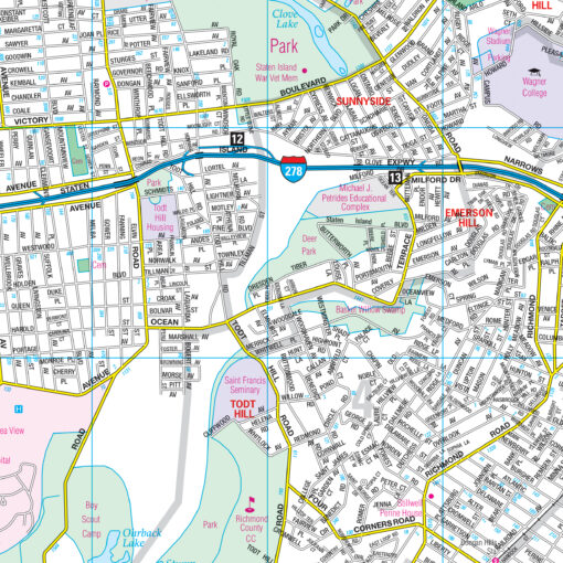 Staten Island, NY Wall Map by Kappa - Image 2