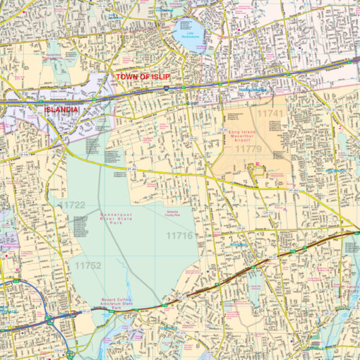 Western Suffolk County, NY Wall Map by Kappa - Image 2