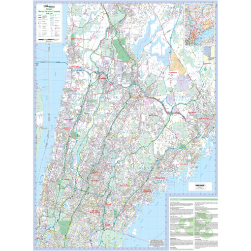 Lower Westchester County, NY Wall Map by Kappa