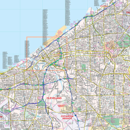 Cleveland & Cuyahoga County, OH Wall Map by Kappa - Image 2