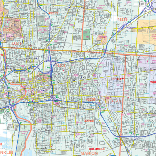 Columbus, OH Wall Map by Kappa - Image 2