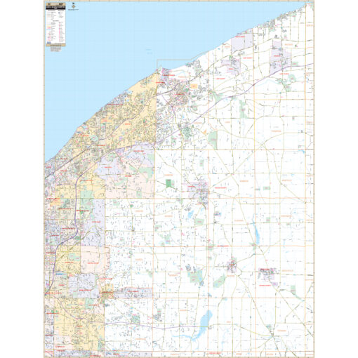 Lake & Geauga Counties, OH Wall Map by Kappa