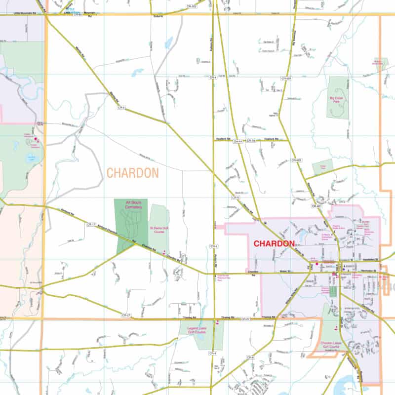 Lake &amp; Geauga Counties, OH Wall Map by Kappa - The Map Shop