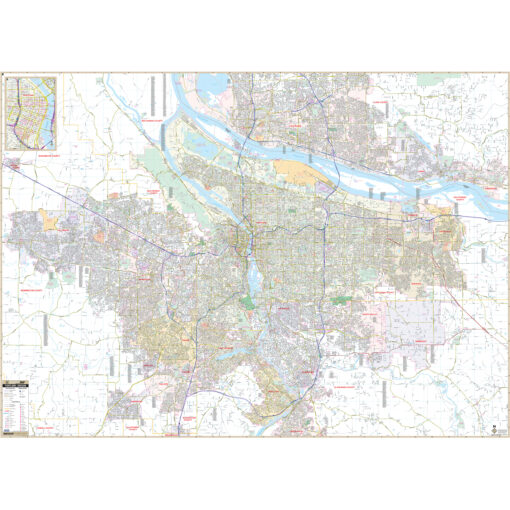 Portland, OR Wall Map by Kappa