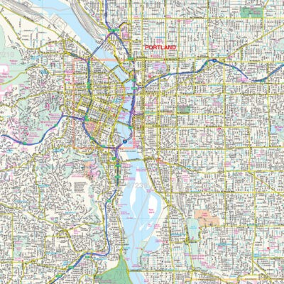 Portland, OR Wall Map by Kappa - The Map Shop
