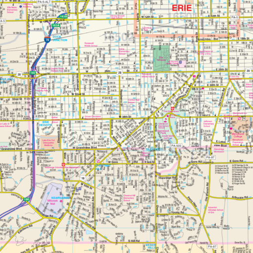 Erie, PA Wall Map by Kappa - Image 2