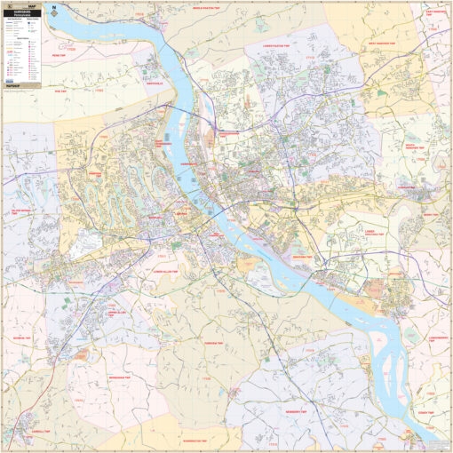 Harrisburg, PA Wall Map by Kappa