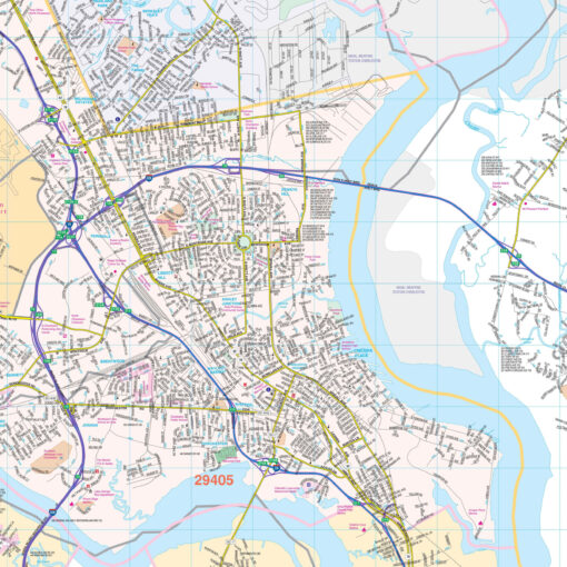 Charleston, SC Wall Map by Kappa - Image 2