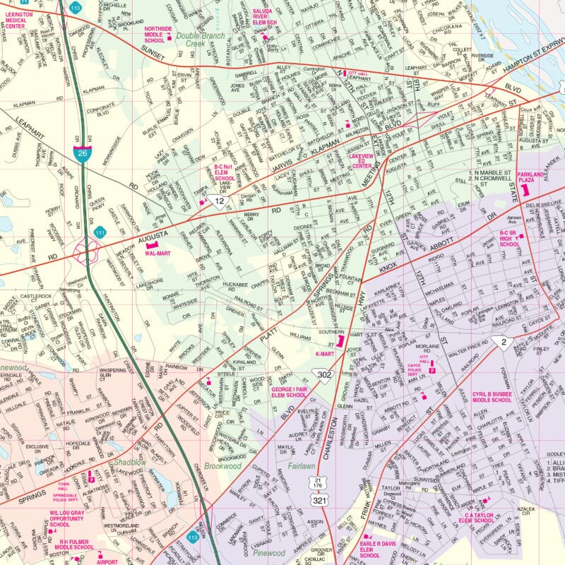 Lexington County, SC Wall Map by Kappa - The Map Shop