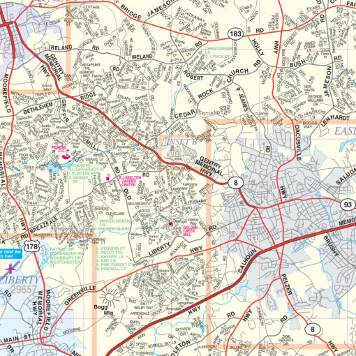 Pickens, SC Wall Map by Kappa - Image 2