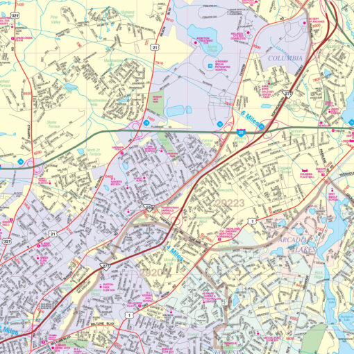 Columbia & Richland County, SC Wall Map by Kappa - Image 2